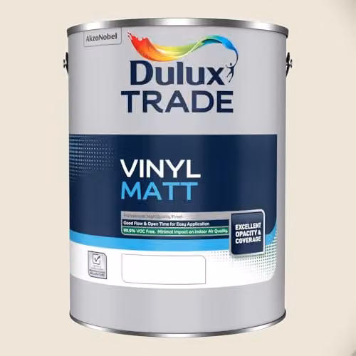 Dulux Trade Vinyl Matt Dispersion Paint, Ochre White, 5 l