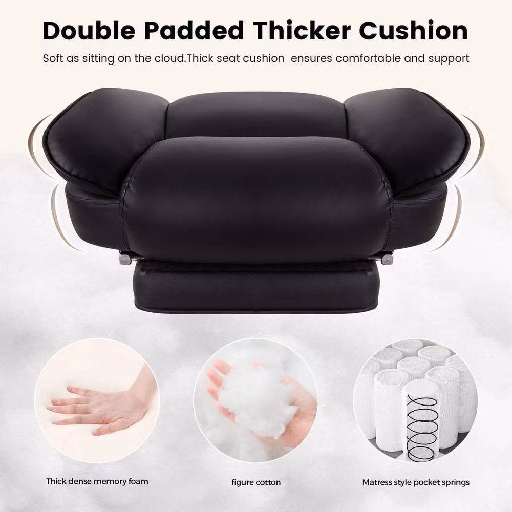 EONLION Black Synthetic Leather Executive Office Chair with Headrest and Armrests – 3