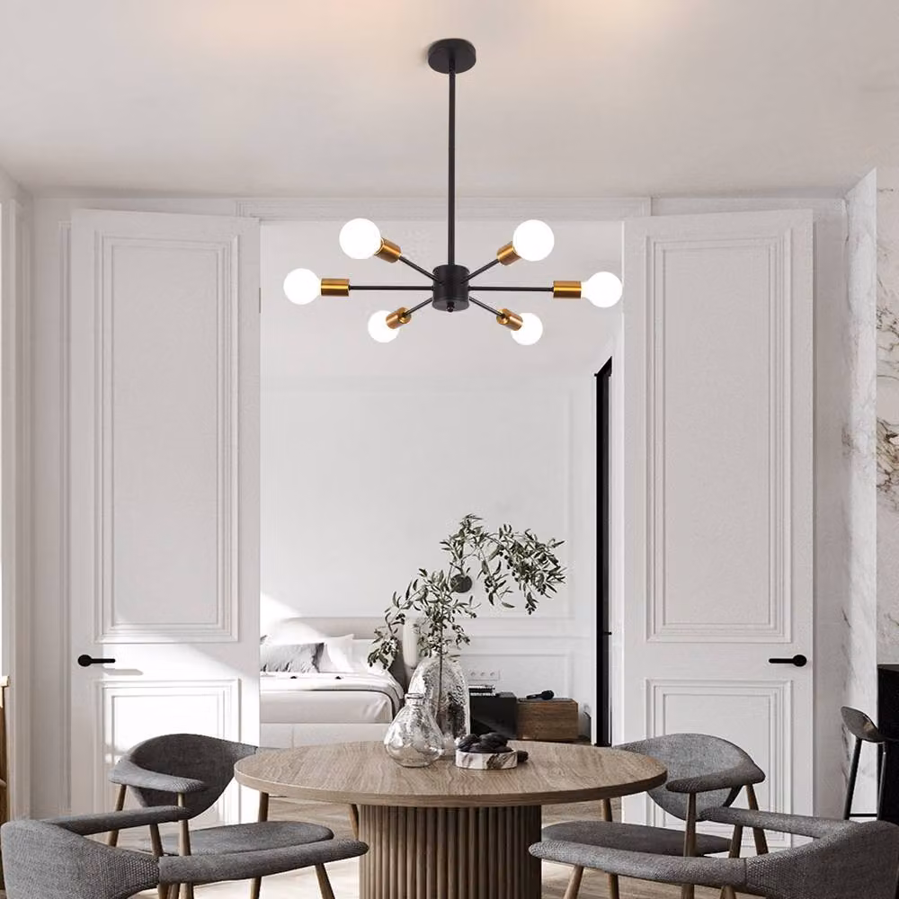 NIVOR 6-Light Dimmable Sputnik Sphere Chandelier in Gold and Brass with Glass Globes – 4