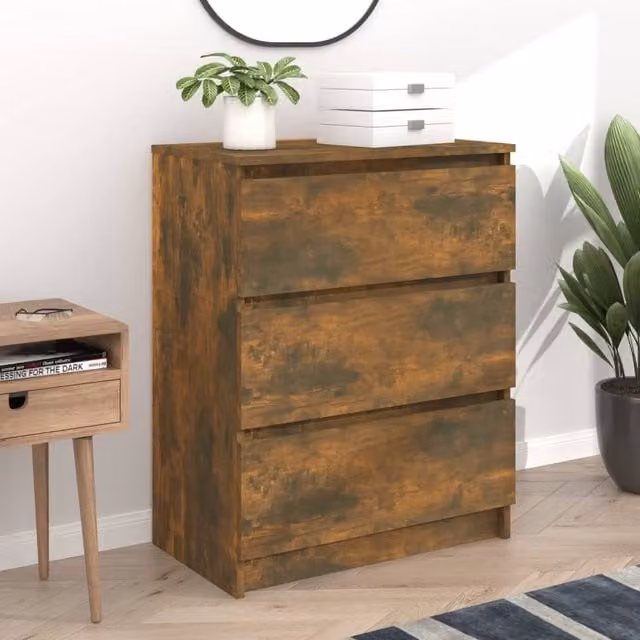 Berkfield Home Smoked Oak Sideboard in Brown, W/D/H: 60 x 35 x 76 cm – 1