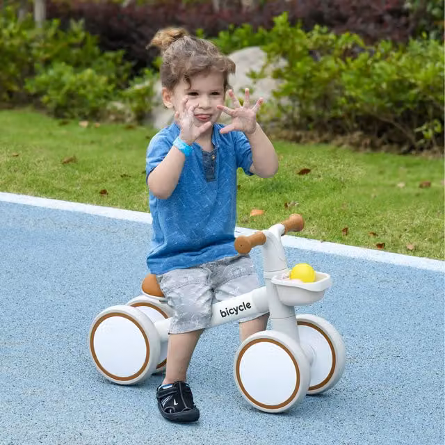 AIYAPLAY Kids Balance Bike with Adjustable Seat, White