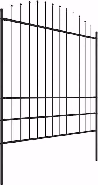 Berkfield Home Durable Steel Garden Fence with Spear Top, Black, W: 3.4 m, H: 1.75 m