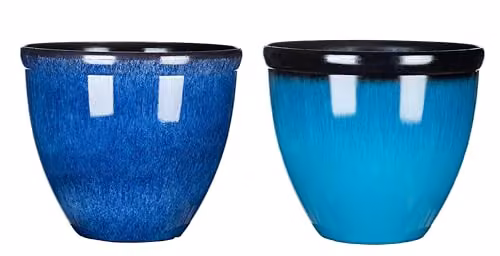 Garden Gear Elegant Bell Glazed Planters, Ocean Blue and Sky Blue, Height: 34 cm, Diameter: 39.5 cm – 1