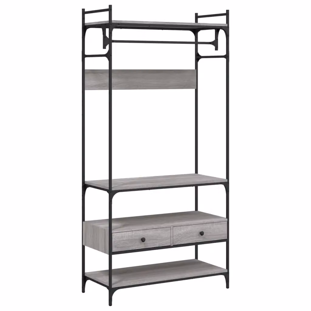 Berkfield Home Grey Wardrobe with Drawers and Hanging Rod, W/D/H: 89 x 39 x 184.5 cm – 2