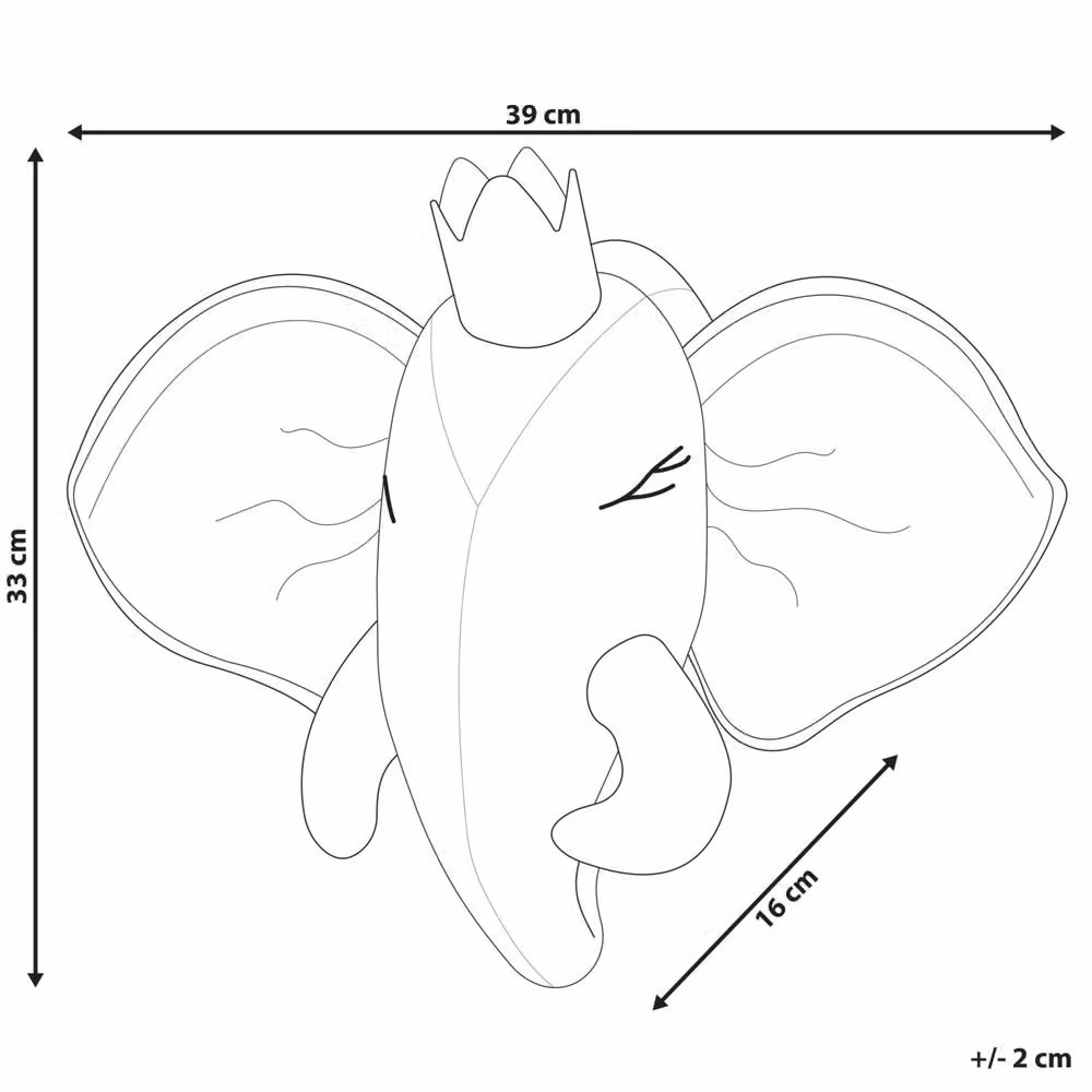 Wyld and Coco Grey Plush Elephant Head Wall Decor with Crown and Silver Sequin Fangs – 3