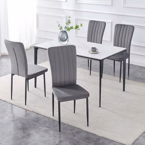 mcc direct Elle Set of 4 Velvet High Back Dining Chairs in Dark Grey with Metal Legs – 2
