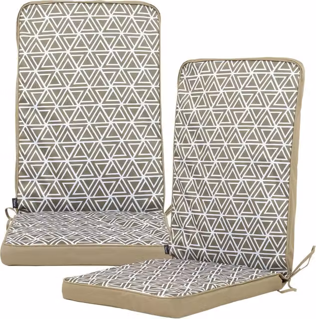 Veeva High Back Seat Pad in Triangle Geo Olive Green, Pack of 2