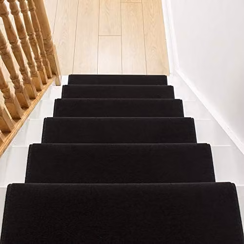 runrug Soft and Durable Stair Runner Carpet in Black, W: 60 cm, L: 540 cm – 6