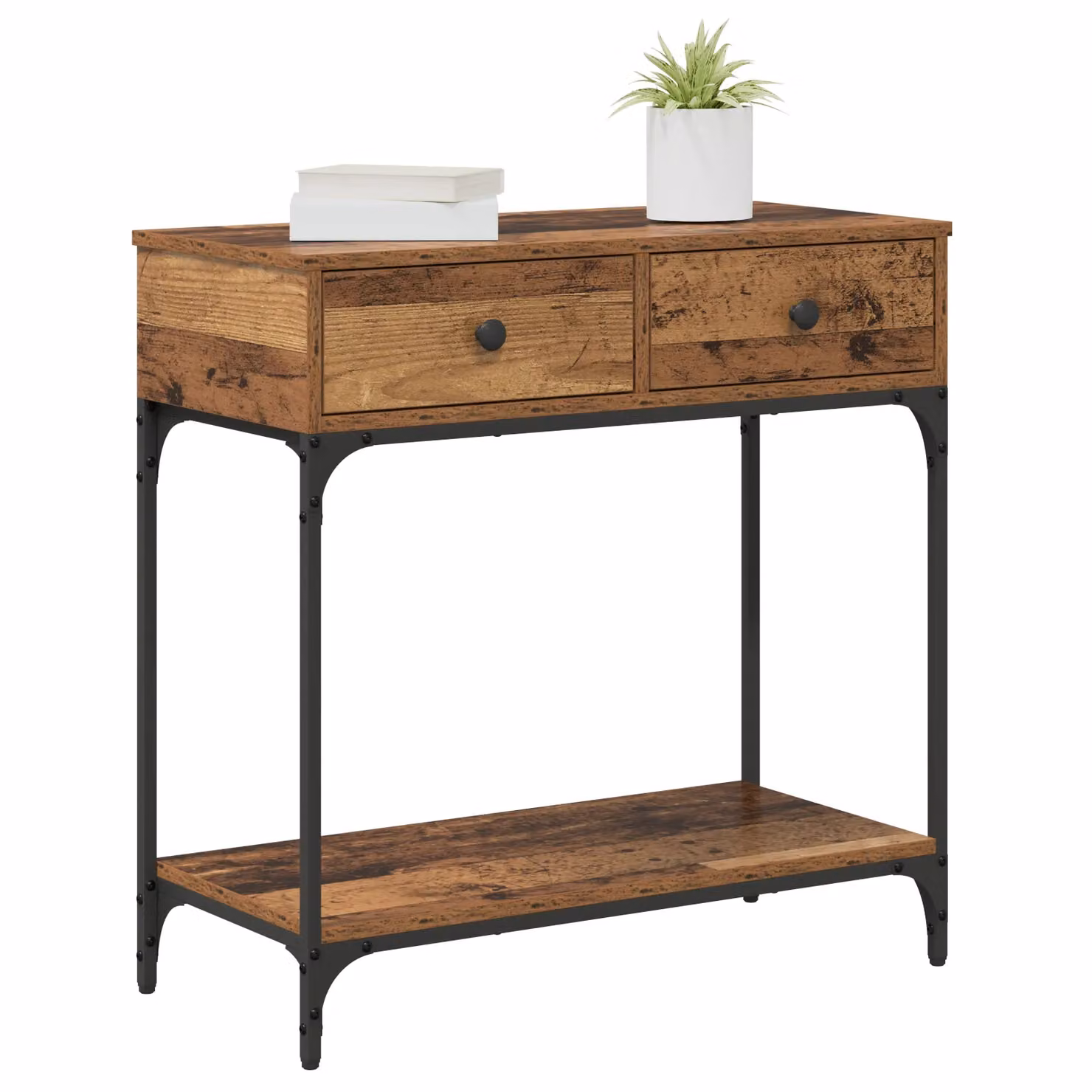 Berkfield Home Rustic Brown Engineered Wood Console Table W/D/H: 75 x 34.5 x 75 cm – 3