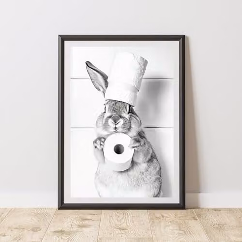 60 Second Makeover Bunny Toilet Roll Animal Print Paper Poster, A3