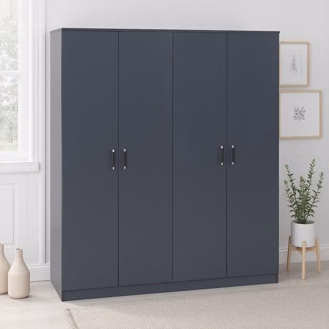 Seconique Dakota 4 Door Wardrobe in Matt Grey