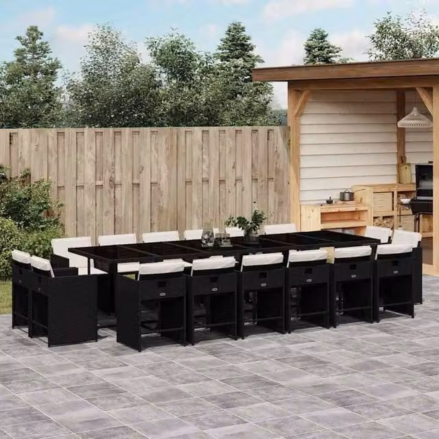 Berkfield Home Modern Polyrattan Garden Dining Set in Black and White