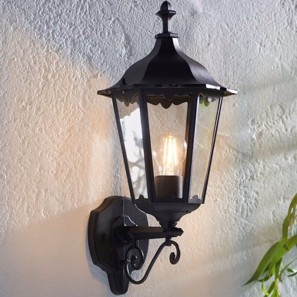 Loops IP44 Black Aluminium and Transparent Glass Classic Outdoor Wall Lantern – 3