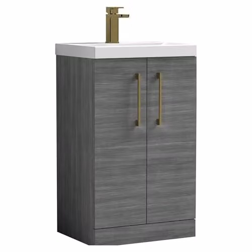 Balterley Floor Standing Bathroom Vanity Unit with Basin, Anthracite Woodgrain, W/D/H: 51.0 x 39.0 x 84.0 cm