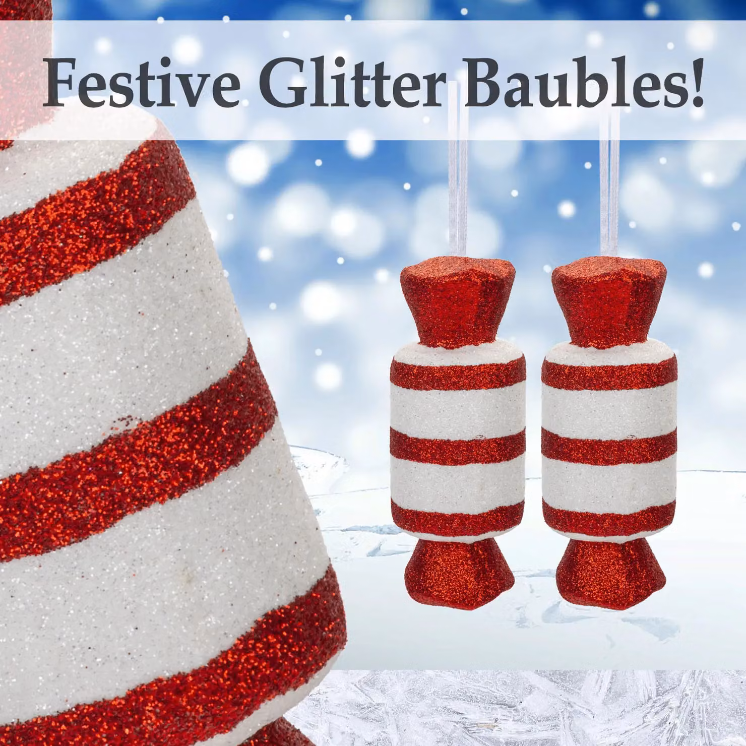 VFM e-Store Candy Cane Hanging Christmas Tree Decorations, Pack of 2, Red and White Striped – 2