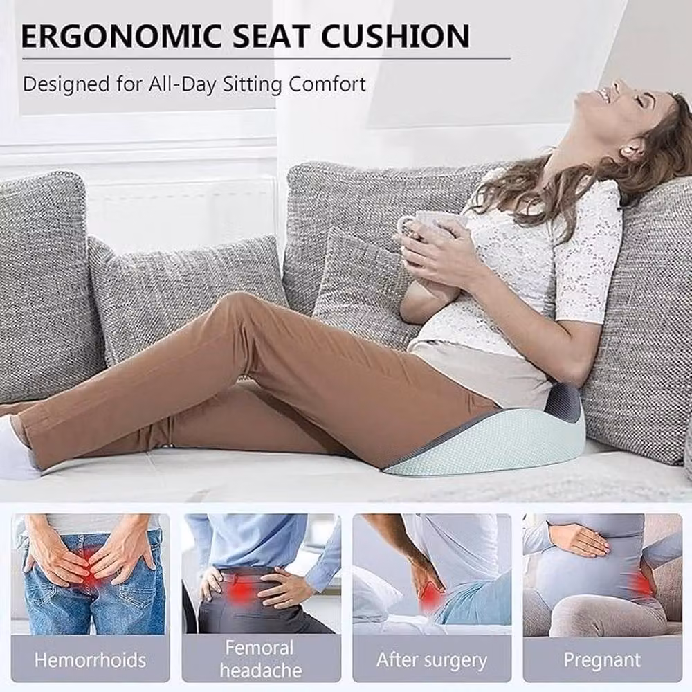 PAWNORA Grey Memory Foam Contoured Office Back and Seat Cushion for Adults – 5