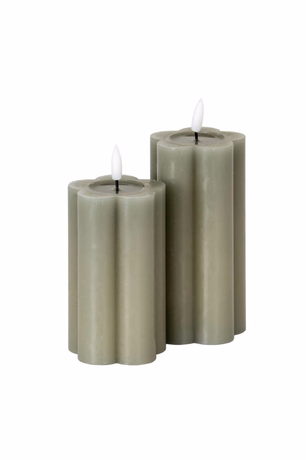 KDMD Luxe Collection Grey Pillar LED Wax Candle with Flicker Effect – 2
