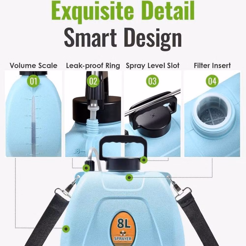 FLAVORA 8L Battery Electric Garden Sprayer in Blue with Rechargeable Battery – 3