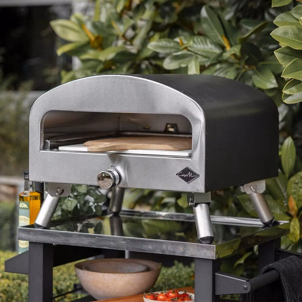 Casa Mia Bravo 16 Inch Portable Gas Pizza Oven with Stone in Silver