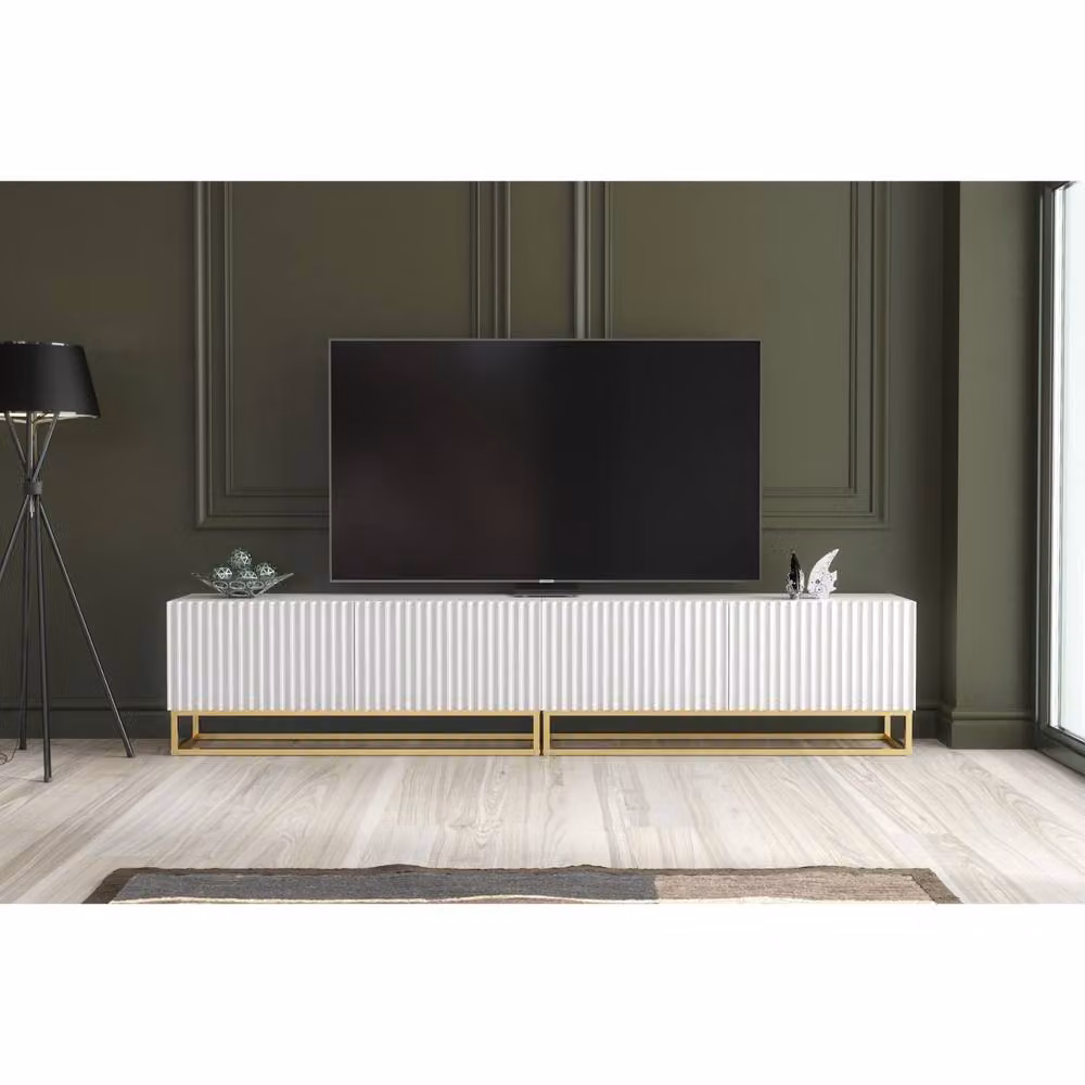 Creative Furniture Ripple Duo TV Unit, White and Gold, W/D/H: 200 x 45 x 35 cm – 2