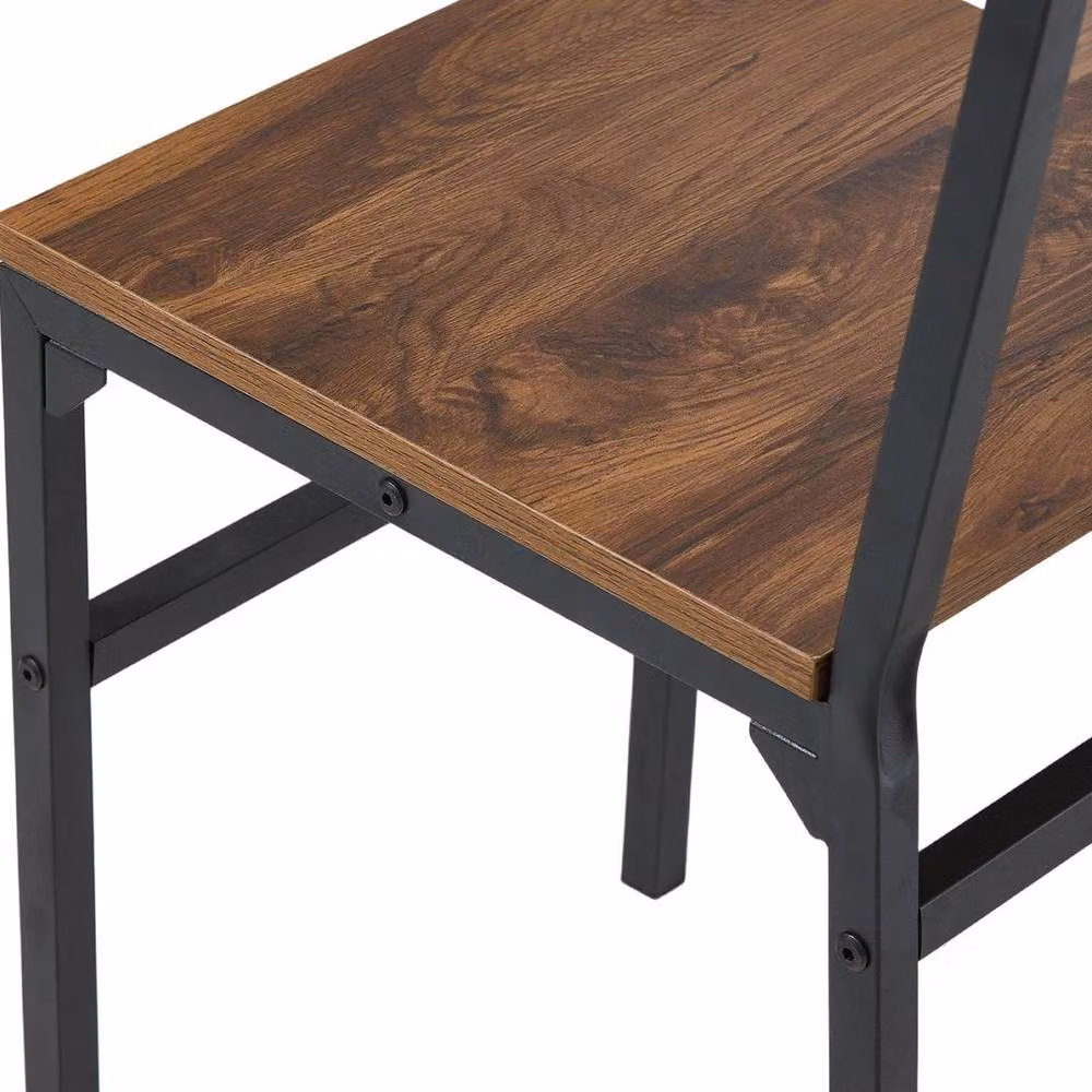 KORVIXA Set of 2 Industrial Metal Dining Chairs in Brown and Black – 4