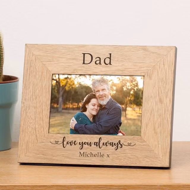 Uniqueful Personalised Love You Always Wood Picture Frame for Dad, Brown, 7 x 5 in