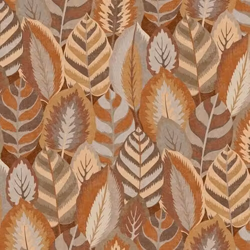 Graham & Brown Sublime Arty Leaves Brown and Orange Botanical Floral Non-Woven Washable Wallpaper