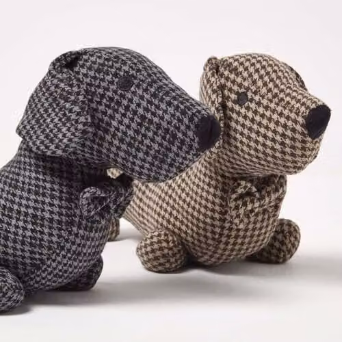Homescapes Textured Dachshund Dog Door Stops, Set of 2 in Beige, Brown and Grey, Height: 35 cm – 2