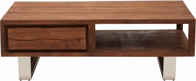 Fifty Five South Modern Acacia Wood Coffee Table with Serving Tiers in Brown and Black, W/D/H: 115.0 x 70.0 x 37.0 cm – 1
