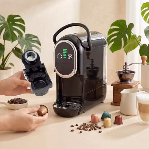 HOMCOM Pod Coffee Machine for Nespresso and Dolce Gusto Capsules, Black – 8