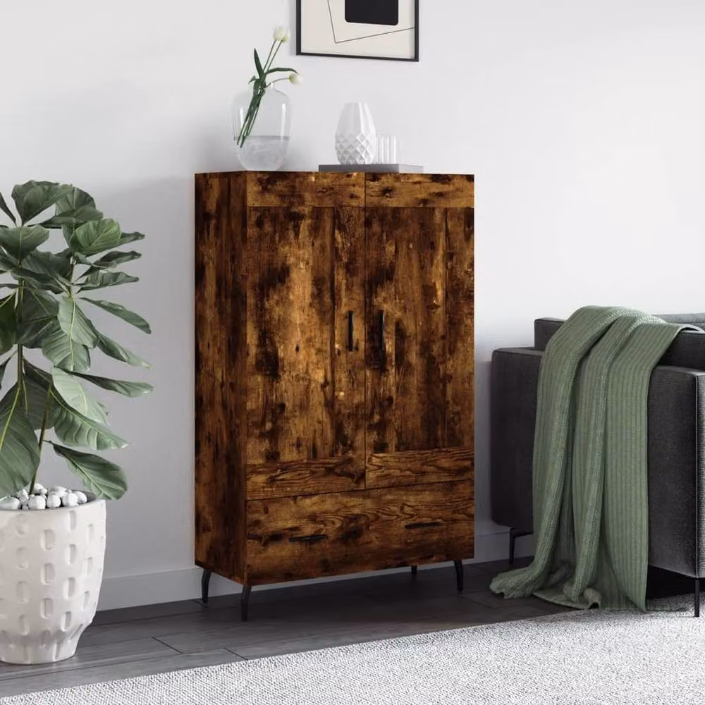 Berkfield Home Smoked Oak Highboard in Brown, W/D/H: 69.5 x 31 x 115 cm – 2