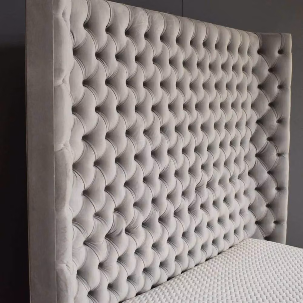 Stratus Interiors Carrington Chesterfield Wingback Bed Frame in Light Grey, Super King – 4