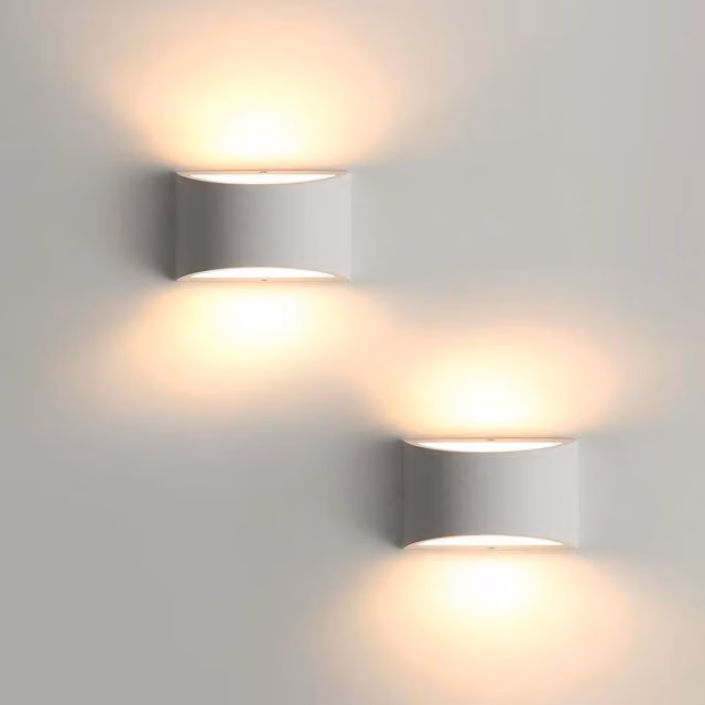 COMELY Pack of 2 Modern White Plaster LED Indoor Wall Lights with G9 Bulbs