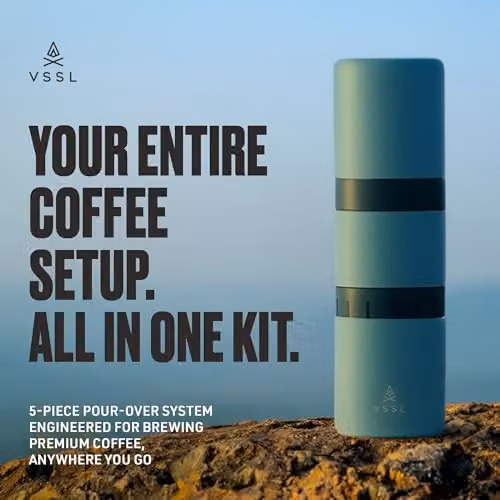 VSSL Nest Pour Over Coffee Kit with Two Stainless Steel Travel Mugs in Green or Blue – 2