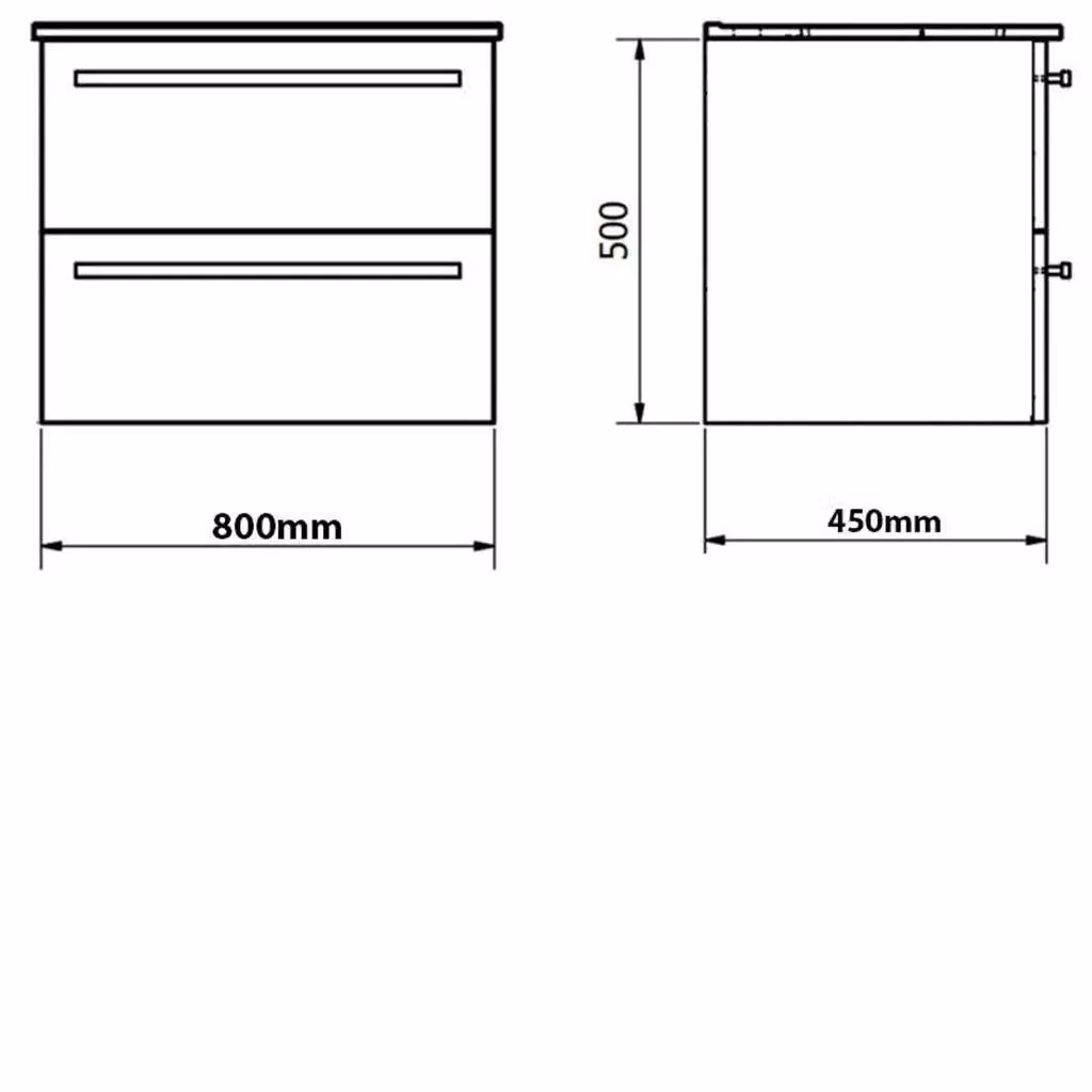 Clifton Silver Oak 2 Drawer Wall Hung Unit with Ceramic Basin, Light Grey, Width: 80 cm – 2