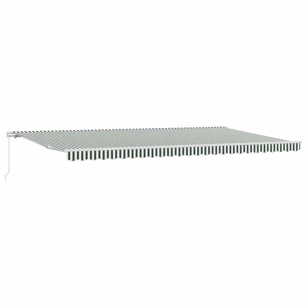 Berkfield Home Manual Retractable Folding Arm Awning in Green and White Striped Fabric, W/D/H: 600 x 300 cm – 2