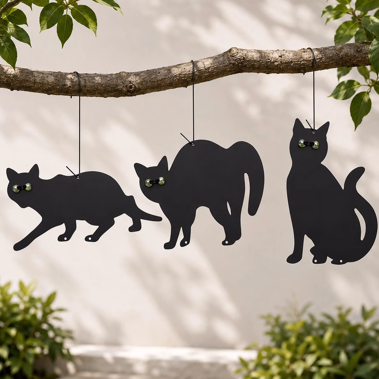 Marco Paul Set of 3 Black Cat Garden Bird Scarers with Reflective Eyes – 6