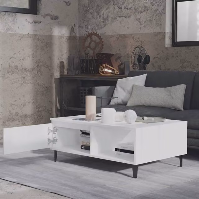 Berkfield Home Modern White Rectangular Coffee Table, W/D/H: 90 x 60 x 35 cm – 1