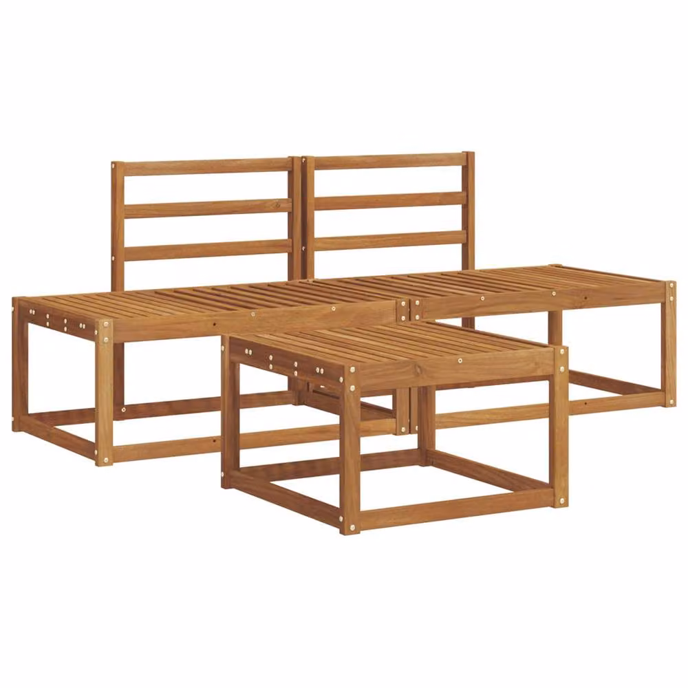 Berkfield Home 3-Piece Outdoor Sofa Set in Brown Solid Acacia Wood – 2