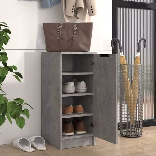 Berkfield Home Modern Grey Shoe Cabinet with Hinged Doors, W/D/H: 30 x 35 x 70 cm – 1