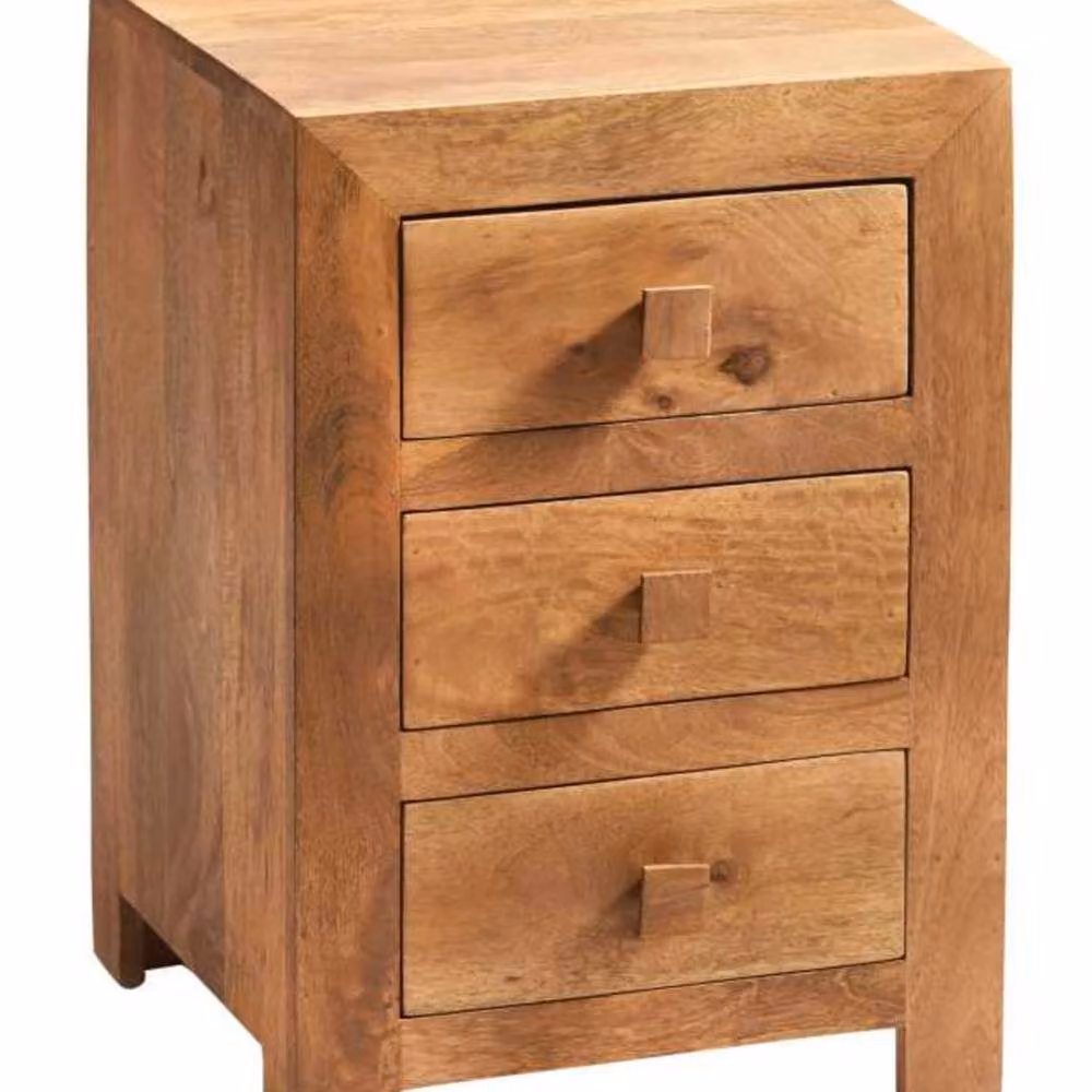 Wyld Haus Manila Manila 3 Drawer Bedside Table in Brown Mango Wood W/D/H: 40 x 42 x 62 cm – 2