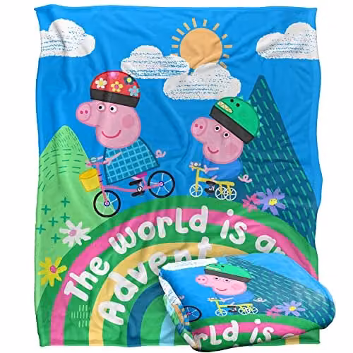 Hasbro Peppa Pig Kids Fleece Blanket, Multicolour, W/D/H: 152 x 152 x 1 cm – 1