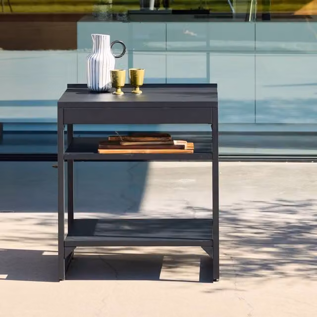 sweeek Outdoor Kitchen Steel Unit with 2 Shelves, Black, W: 80 cm, D: 60 cm, H: 92.5 cm – 1