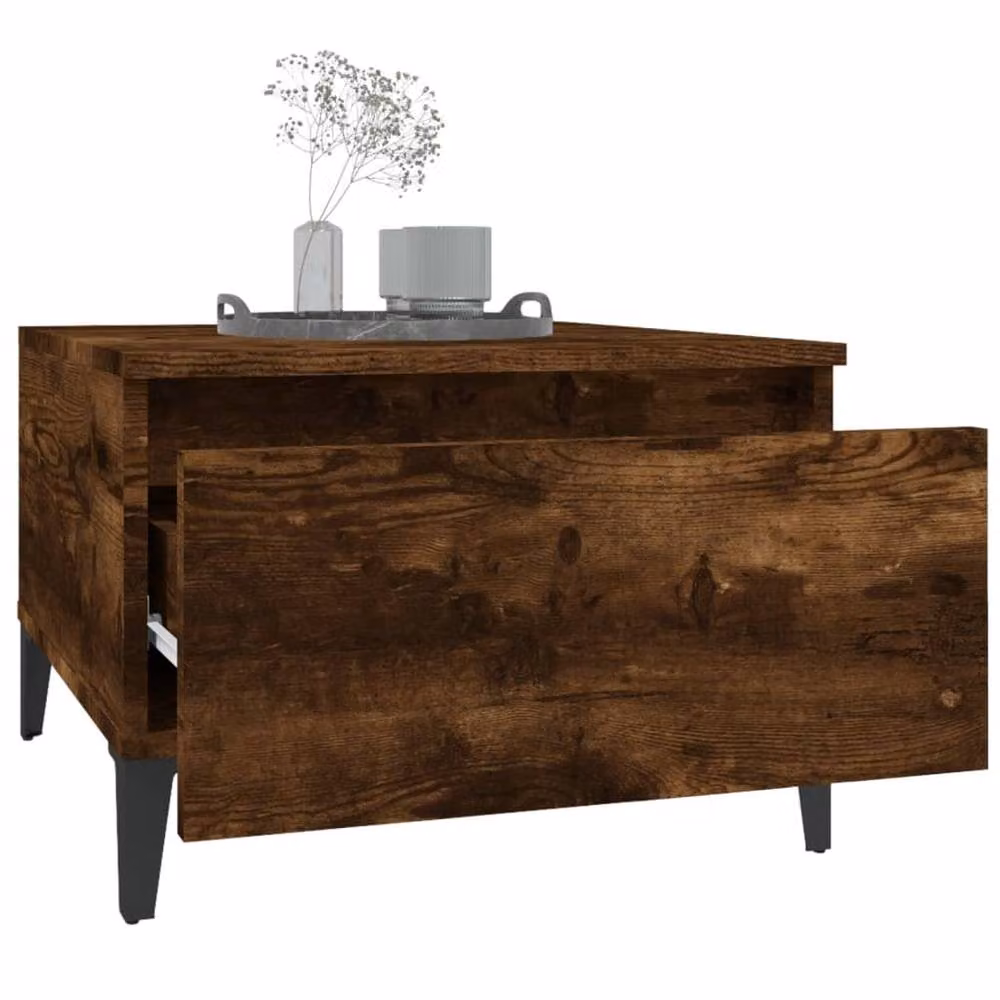Berkfield Home Set of 2 Smoked Oak Side Tables in Brown, W/D/H: 50 x 46 x 35 cm – 3