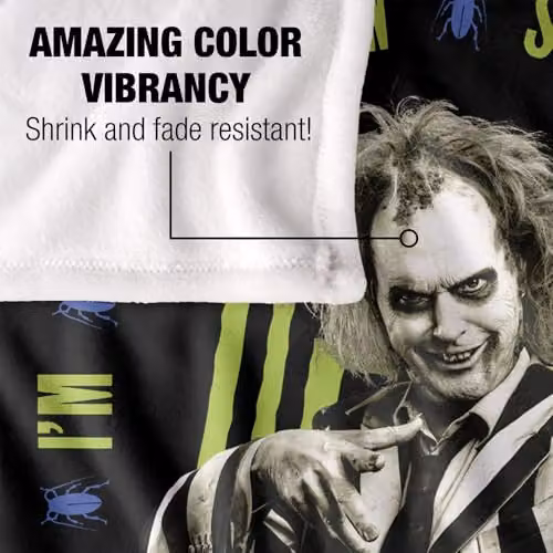 Warner Brothers Beetlejuice Stepdad Super Soft Fleece Throw Blanket, White, W: 152 cm, D: 127 cm – 3