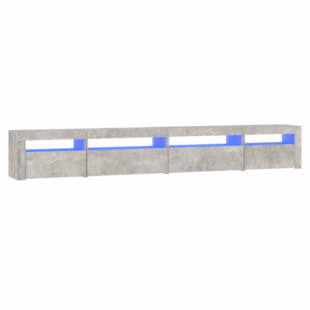 Berkfield Home Modern TV Cabinet with LED Lights in Concrete Grey, W: 270 cm, D: 40 cm, H: 35 cm – 2