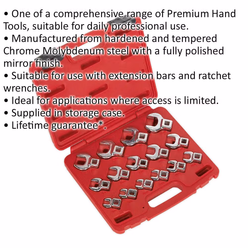 Loops 15pc Open Ended Crows Foot Nut Spanner Socket Set in Multicolour Chrome Molybdenum Steel with 3/8 inch Square Drive Ratchet – 2