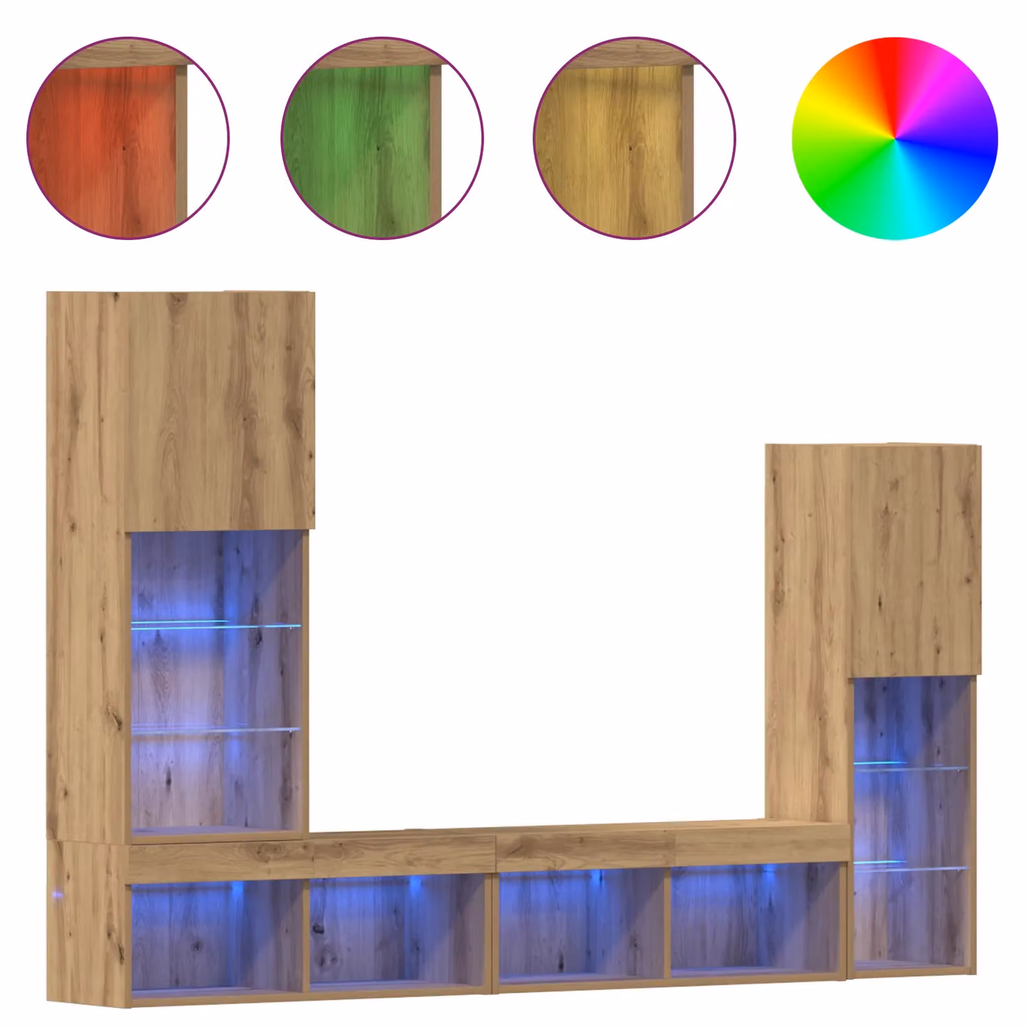 Berkfield Home Artisan Oak TV Cabinet with Integrated LED Lights in Brown, W/D/H: 40.5 x 30 x 102 cm – 2
