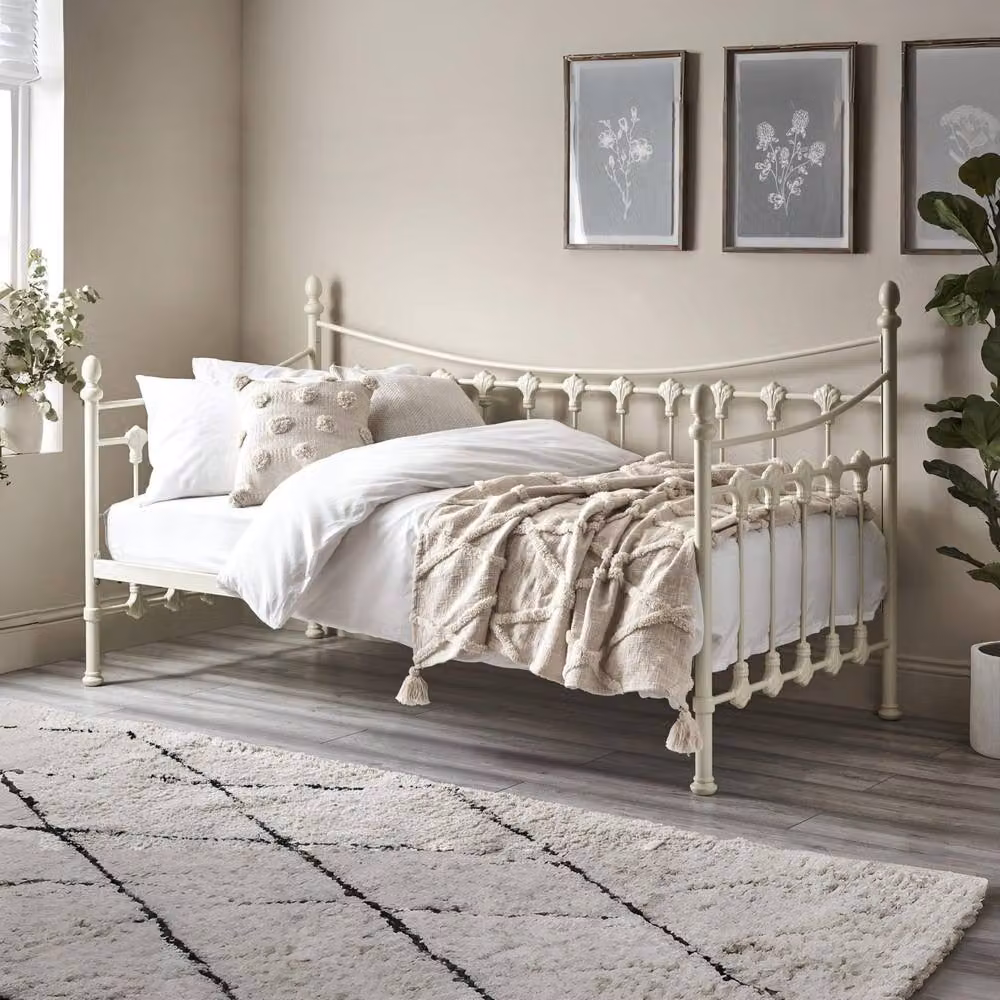 Cheshire Eclipse Modern Metal Daybed in Beige/White, W/D/H: 90 x 200 cm – 2