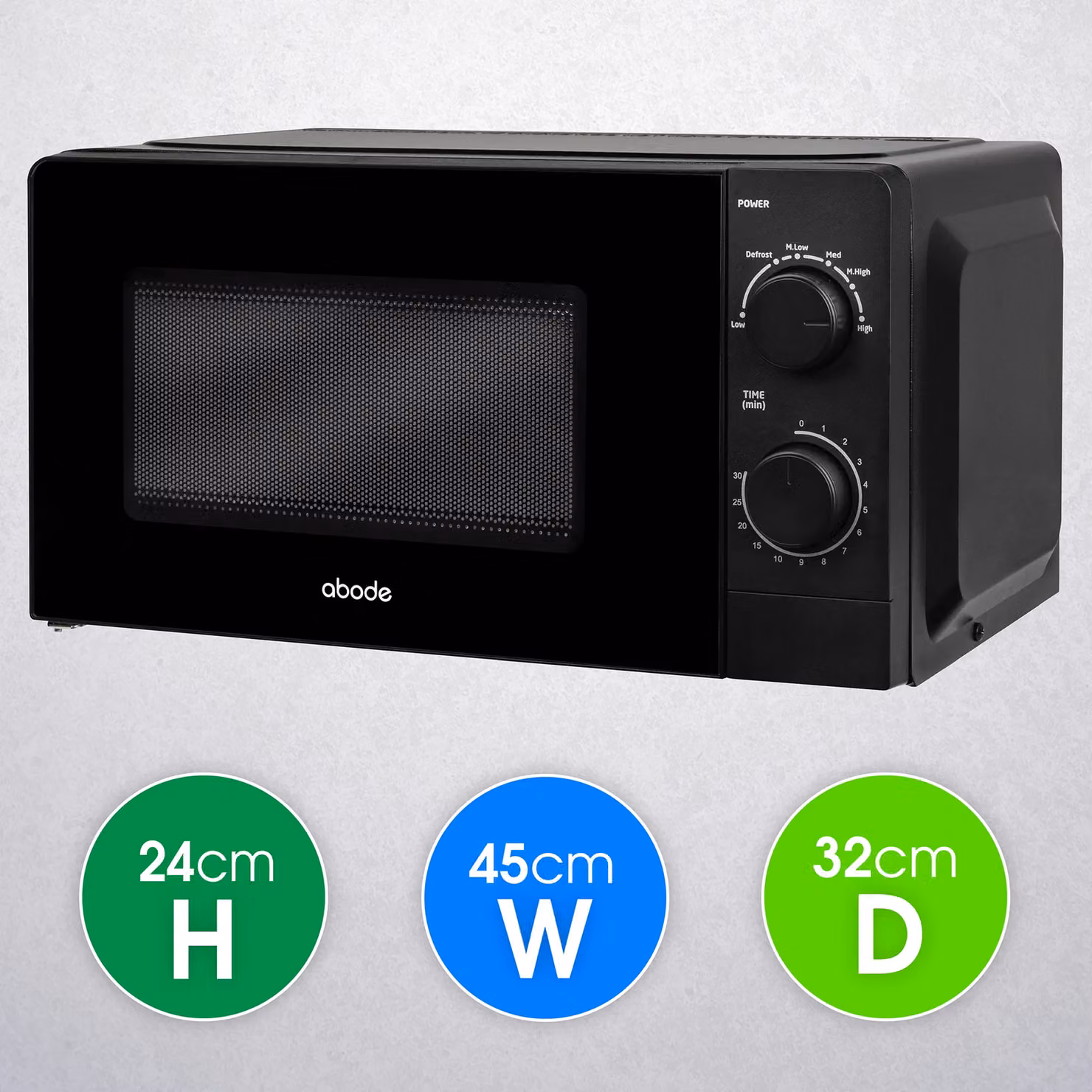 Abode AMM2005B 20 Litre 700W Manual Solo Microwave with Defrost in Black – 2